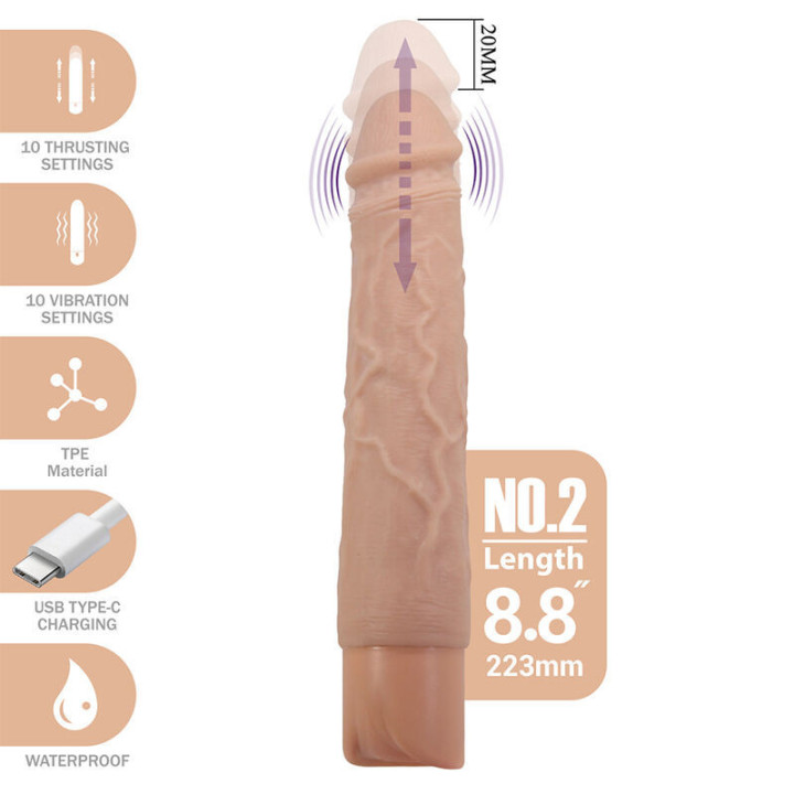 PRETTY LOVE - KESSLER DILDO VIBRATÓRIO REALISTA COM 10 MODOS DE VIBRAÇÃO E 10 NÍVEIS DE PROFUNDIDADE. 22 CM NATURAL