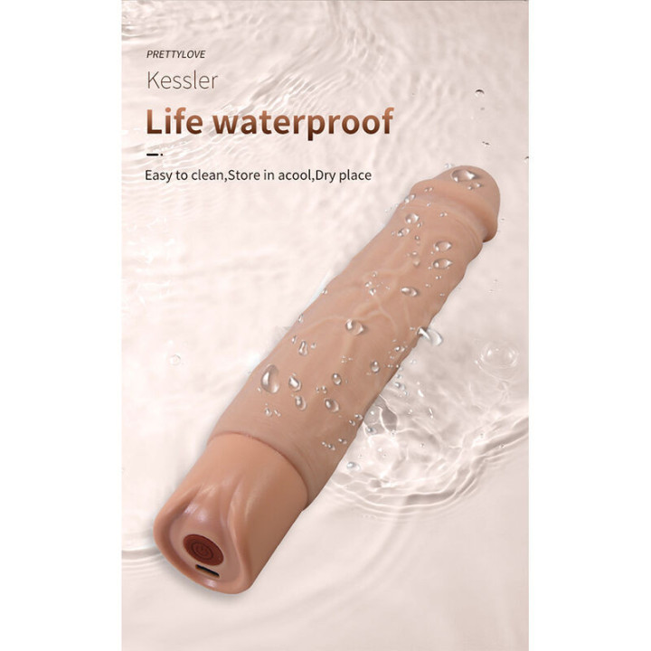 PRETTY LOVE - KESSLER DILDO VIBRATÓRIO REALISTA COM 10 MODOS DE VIBRAÇÃO E 10 NÍVEIS DE PROFUNDIDADE. 22 CM NATURAL