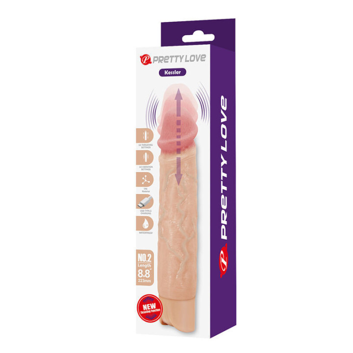 PRETTY LOVE - KESSLER DILDO VIBRATÓRIO REALISTA COM 10 MODOS DE VIBRAÇÃO E 10 NÍVEIS DE PROFUNDIDADE. 22 CM NATURAL