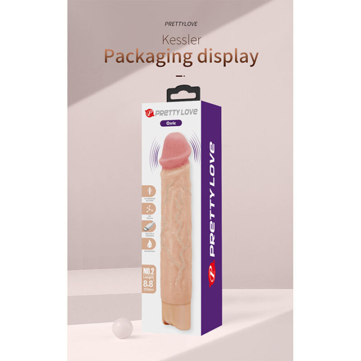 PRETTY LOVE - KESSLER DILDO VIBRATÓRIO REALISTA COM 10 MODOS DE VIBRAÇÃO E 10 NÍVEIS DE PROFUNDIDADE. 22 CM NATURAL