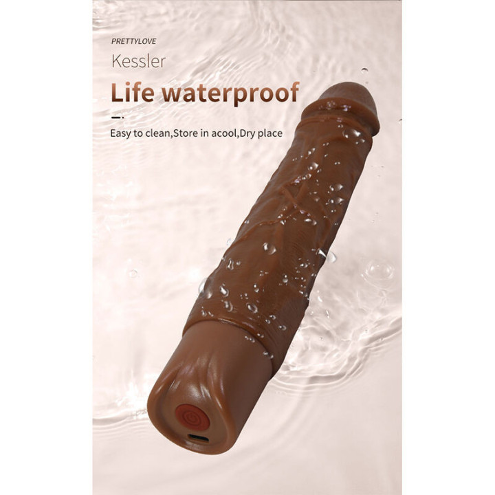 PRETTY LOVE - KESSLER VIBRADOR REALISTA COM 10 MODOS DE VIBRAÇÃO E 10 INTENSIDADES. 22 CM. MARROM