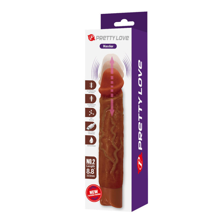 PRETTY LOVE - KESSLER VIBRADOR REALISTA COM 10 MODOS DE VIBRAÇÃO E 10 INTENSIDADES. 22 CM. MARROM