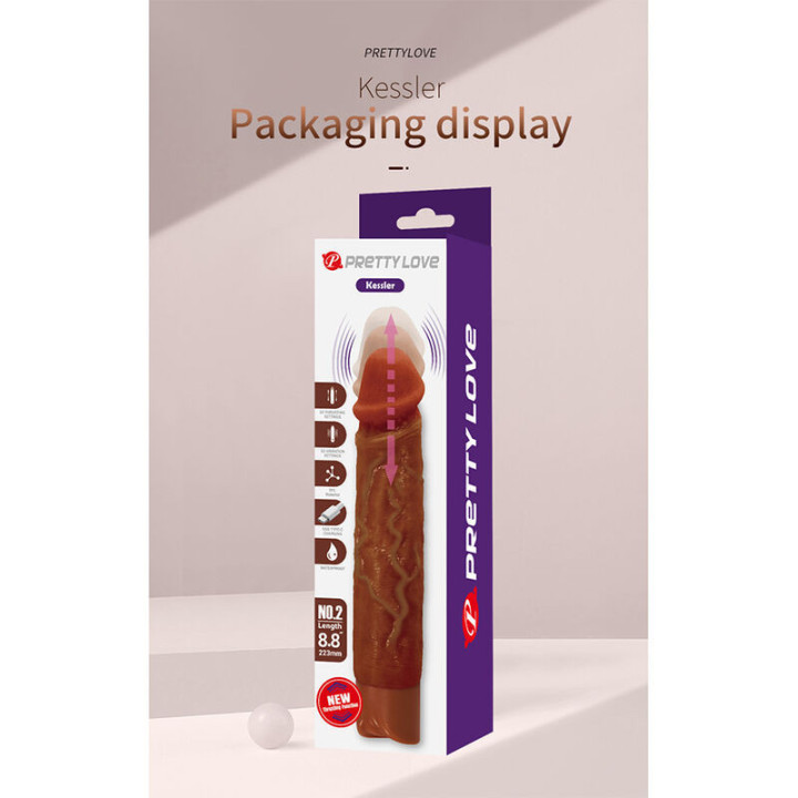 PRETTY LOVE - KESSLER VIBRADOR REALISTA COM 10 MODOS DE VIBRAÇÃO E 10 INTENSIDADES. 22 CM. MARROM