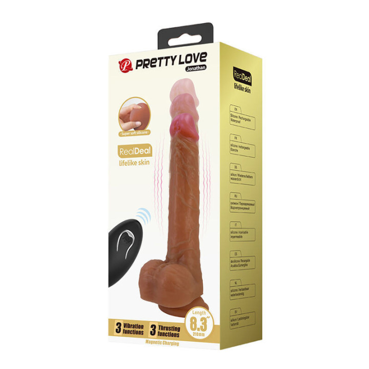 PRETTY LOVE - JONATHAN VIBRADOR REALISTA COM CONTROLE REMOTO - MARROM