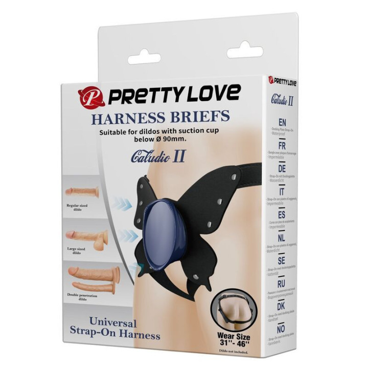 PRETTY LOVE - CALCINHA UNIVERSAL COM ARNÊS PRETA E AZUL