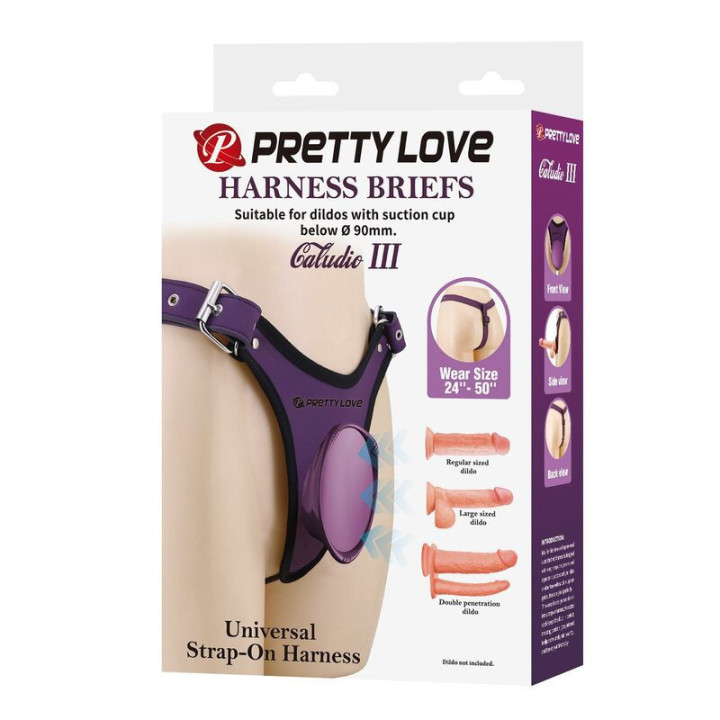 PRETTY LOVE - CALCINHA COM ARNÊS UNIVERSAL ROXA E PRETA
