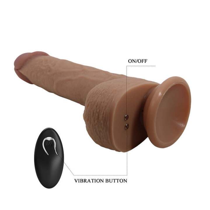 PRETTY LOVE - TOMMY VIBRADOR REALISTA COM CONTROLE REMOTO E EMPURRAÇÃO MARROM ESCURO