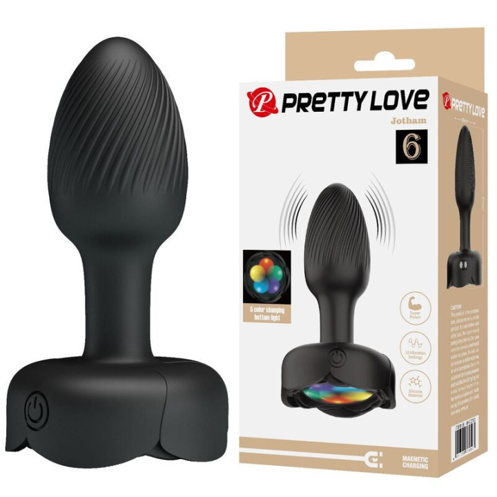 PRETTY LOVE - PLUG ANAL VIBRATÓRIO RECARREGÁVEL COM 10 MODOS - PRETO
