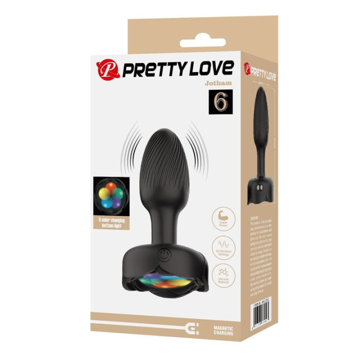 PRETTY LOVE - PLUG ANAL VIBRATÓRIO RECARREGÁVEL COM 10 MODOS - PRETO