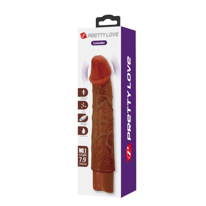 PRETTY LOVE - VIBRADOR REALISTA LEONARDO 20 CM Ø 4 CM MARROM