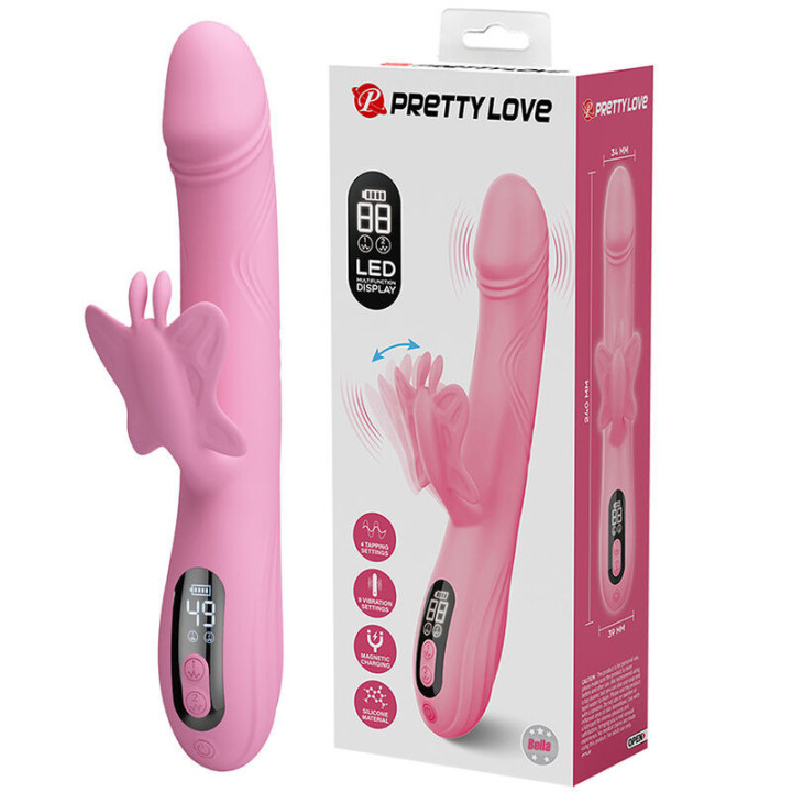 PRETTY LOVE - VIBRADOR BELLA RABBIT COM ESTIMULAÇÃO DE BORBOLETA E LED ROSA