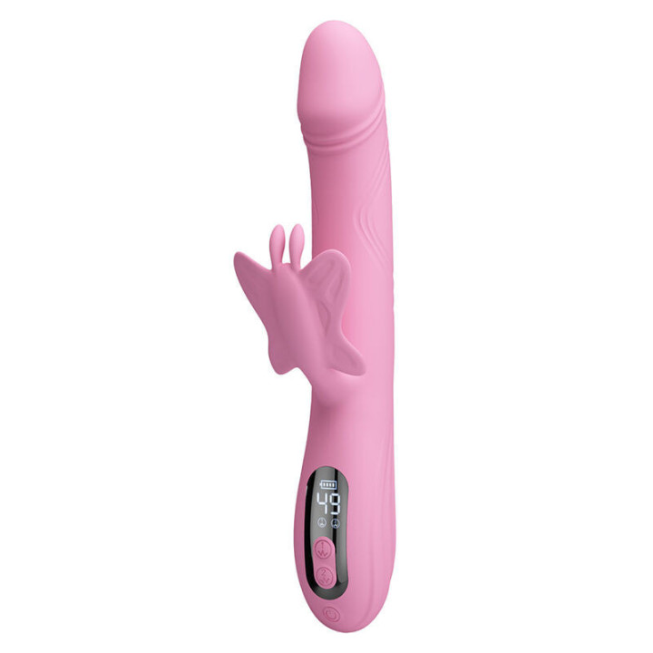 PRETTY LOVE - VIBRADOR BELLA RABBIT COM ESTIMULAÇÃO DE BORBOLETA E LED ROSA