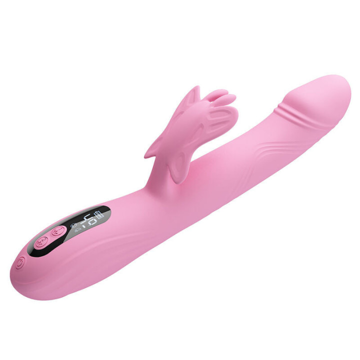 PRETTY LOVE - VIBRADOR BELLA RABBIT COM ESTIMULAÇÃO DE BORBOLETA E LED ROSA