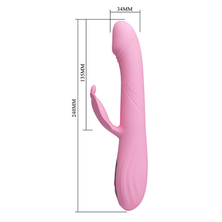 PRETTY LOVE - VIBRADOR BELLA RABBIT COM ESTIMULAÇÃO DE BORBOLETA E LED ROSA