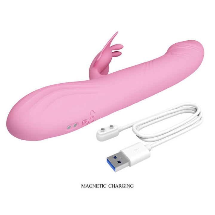PRETTY LOVE - VIBRADOR BELLA RABBIT COM ESTIMULAÇÃO DE BORBOLETA E LED ROSA