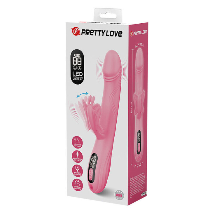 PRETTY LOVE - VIBRADOR BELLA RABBIT COM ESTIMULAÇÃO DE BORBOLETA E LED ROSA