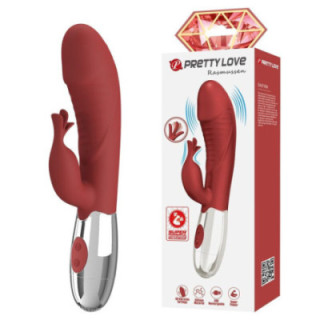 PRETTY LOVE - VIBRADOR COELHO DE JACARANDÁ 30 FUNÇÕES RECARREGÁVEL VIA USB VERMELHO