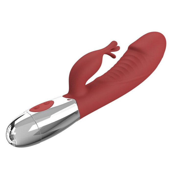 PRETTY LOVE - VIBRADOR COELHO DE JACARANDÁ 30 FUNÇÕES RECARREGÁVEL VIA USB VERMELHO