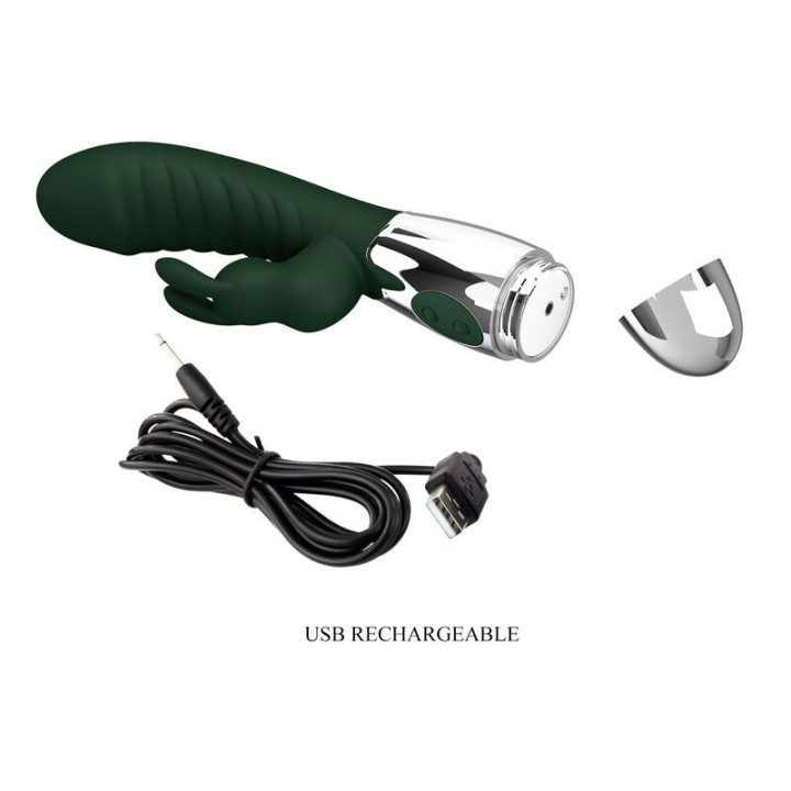 PRETTY LOVE - VIBRADOR COELHINHO NAUGHTY 30 FUNÇÕES RECARREGÁVEL VIA USB VERDE