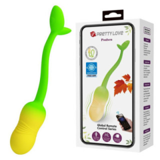 PRETTY LOVE - OVO VIBRATÓRIO COM CONTROLE POR APLICATIVO PULSEN. 12 FUNÇÕES. RECARREGÁVEL VIA USB. VERDE-AMARELO