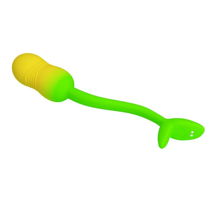 PRETTY LOVE - OVO VIBRATÓRIO COM CONTROLE POR APLICATIVO PULSEN. 12 FUNÇÕES. RECARREGÁVEL VIA USB. VERDE-AMARELO