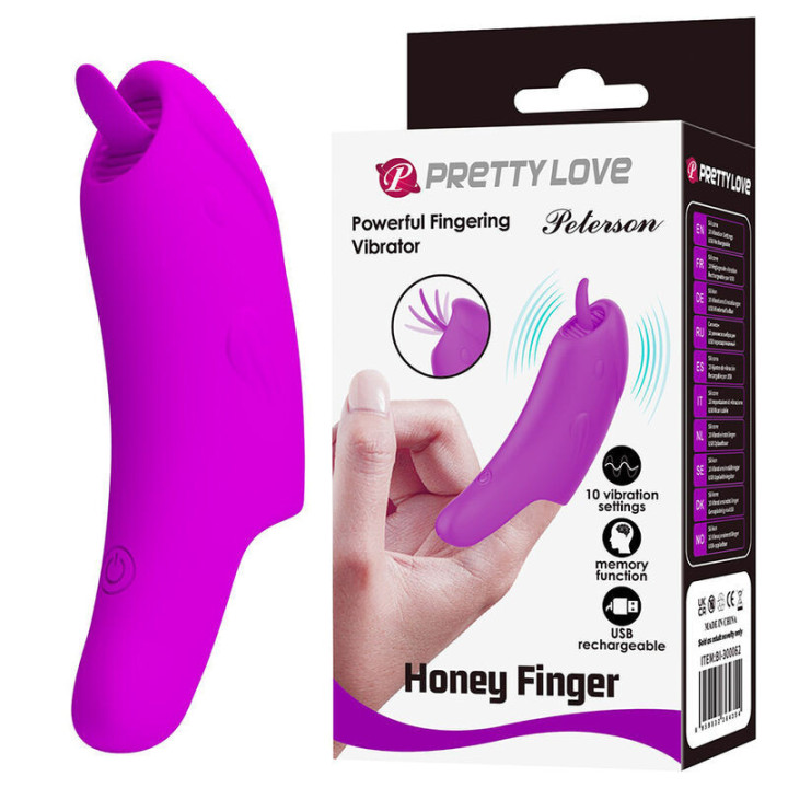 PRETTY LOVE - VIBRADOR DE DEDO RECARREGÁVEL PETERSON HONEY FINGER ROXO