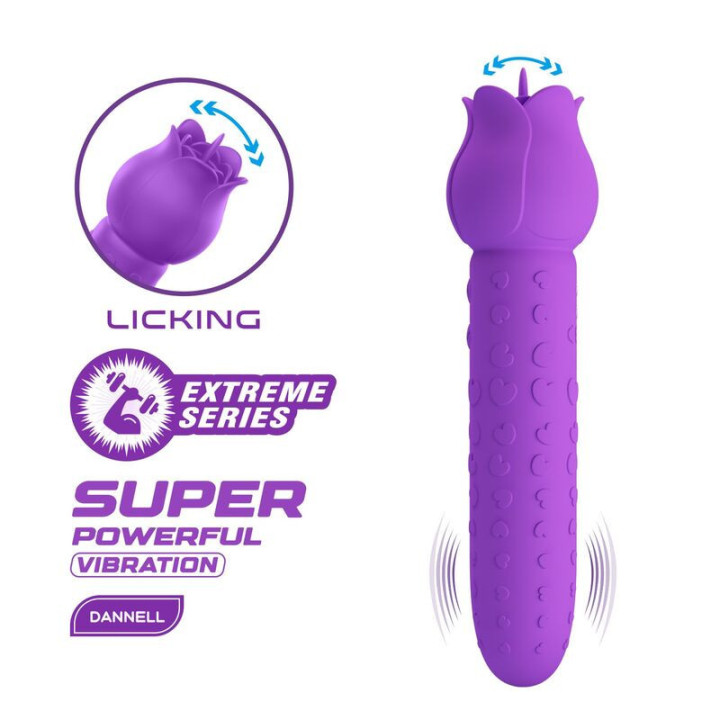 PRETTY LOVE - Vibrador estimulador oral e clitoriano recarregável DANNELL. roxo
