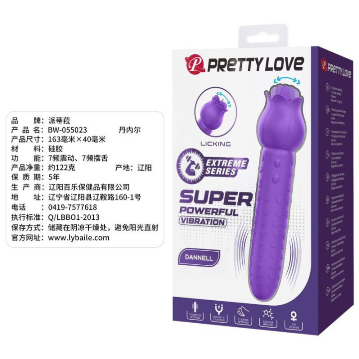 PRETTY LOVE - Vibrador estimulador oral e clitoriano recarregável DANNELL. roxo