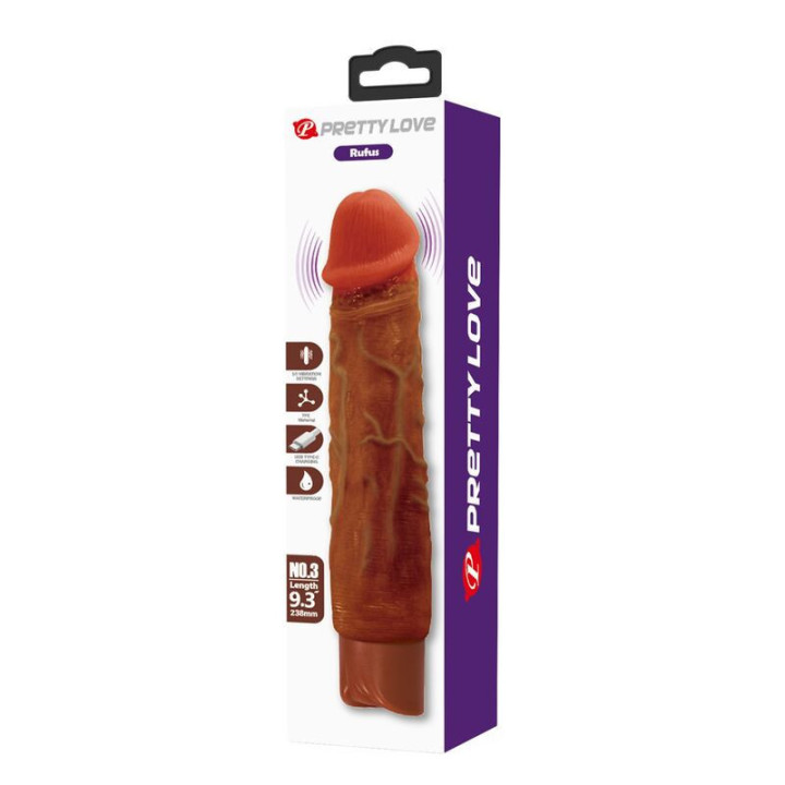 PRETTY LOVE - VIBRADOR REALISTA DUKE 23.5 CM Ø 4.8 CM MARROM