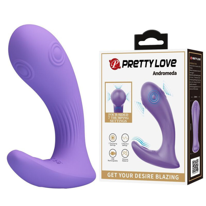 PRETTY LOVE - VIBRADOR DE DUPLA ESTIMULAÇÃO RECARREGÁVEL ANDROMEDA ROXO