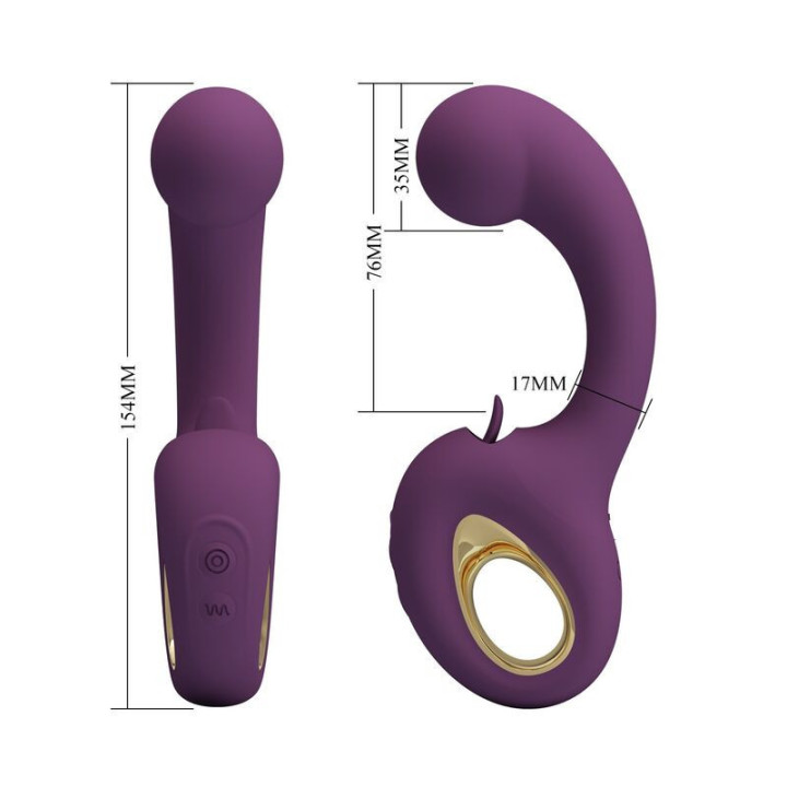 PRETTY LOVE - BRYNNLEE VIBRADOR RECARREGÁVEL COM ESTIMULADOR ORAL. 10 VIBRAÇÕES E 5 FUNÇÕES DE LAMBIDA. ROXO