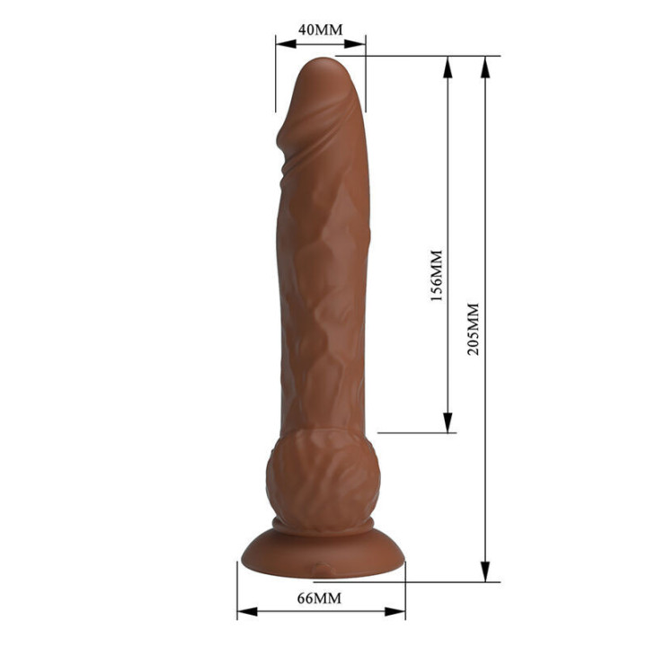 PRETTY LOVE - EREN. DILDO VIBRATÓRIO COM EMPURRAÇÃO. 20.5 CM Ø 4.5 CM. MARROM