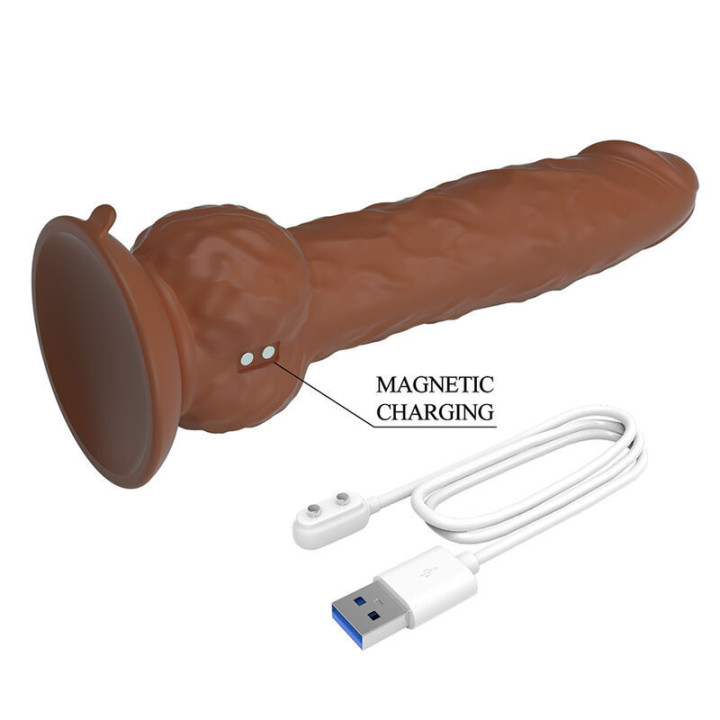 PRETTY LOVE - EREN. DILDO VIBRATÓRIO COM EMPURRAÇÃO. 20.5 CM Ø 4.5 CM. MARROM