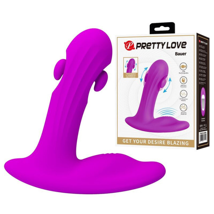 PRETTY LOVE - MASSAGEADOR DE PRÓSTATA RECARREGÁVEL BAUER COM 12 MODOS - ROXO