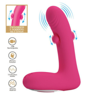 PRETTY LOVE - DUDEN VIBRADOR DE SILICONE RECARREGÁVEL COM 12 MODOS DE VIBRAÇÃO E 3 MODOS DE BALANÇO. ROSA.