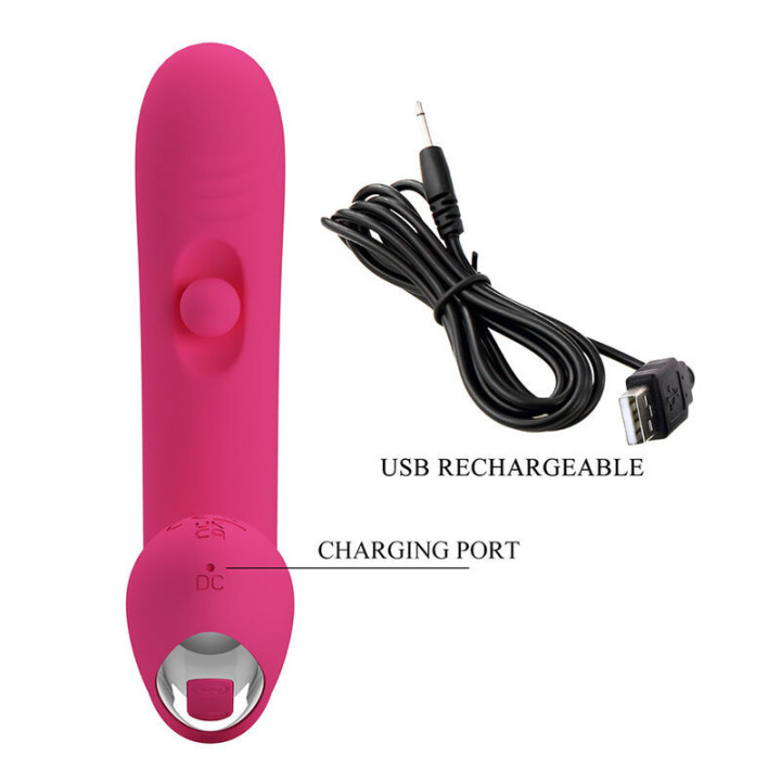 PRETTY LOVE - DUDEN VIBRADOR DE SILICONE RECARREGÁVEL COM 12 MODOS DE VIBRAÇÃO E 3 MODOS DE BALANÇO. ROSA.
