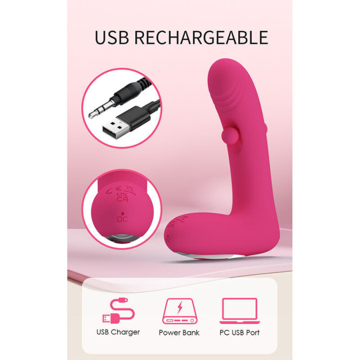 PRETTY LOVE - DUDEN VIBRADOR DE SILICONE RECARREGÁVEL COM 12 MODOS DE VIBRAÇÃO E 3 MODOS DE BALANÇO. ROSA.