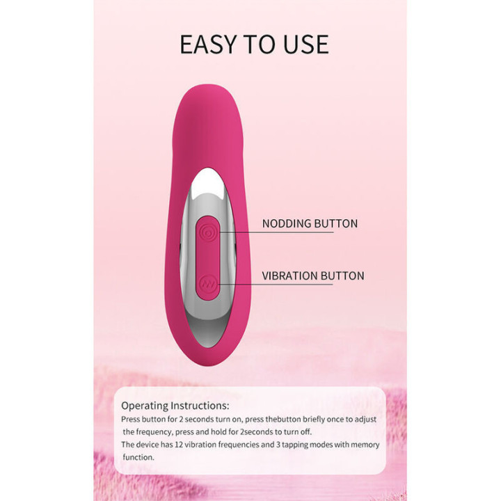 PRETTY LOVE - DUDEN VIBRADOR DE SILICONE RECARREGÁVEL COM 12 MODOS DE VIBRAÇÃO E 3 MODOS DE BALANÇO. ROSA.
