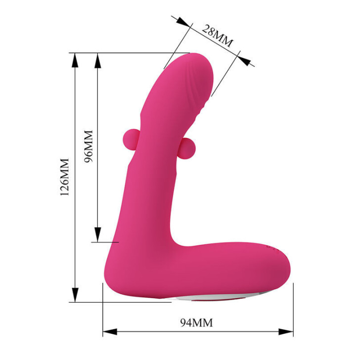 PRETTY LOVE - DUDEN VIBRADOR DE SILICONE RECARREGÁVEL COM 12 MODOS DE VIBRAÇÃO E 3 MODOS DE BALANÇO. ROSA.