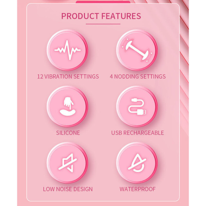 PRETTY LOVE - DUDEN VIBRADOR DE SILICONE RECARREGÁVEL COM 12 MODOS DE VIBRAÇÃO E 3 MODOS DE BALANÇO. ROSA.