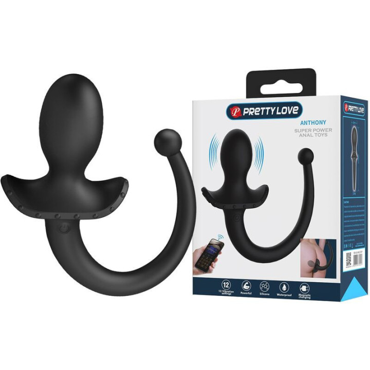 PRETTY LOVE - VIBRADOR ANAL E PERÍNEO COM CONTROLE POR APLICATIVO ANTHONY. PRETO