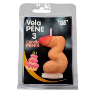 DIABLO PICANTE - VELA EM FORMATO DE PÊNIS NÚMERO 3 NA COR DA PELE