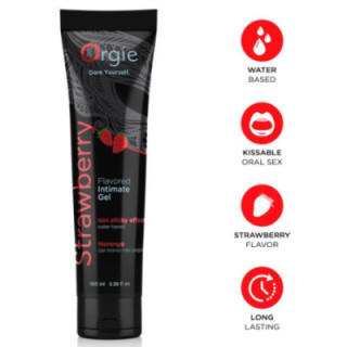 ORGIE - LUBRIFICANTE EM TUBO SABOR MORANGO. GEL ÍNTIMO À BASE DE ÁGUA. 100 ML