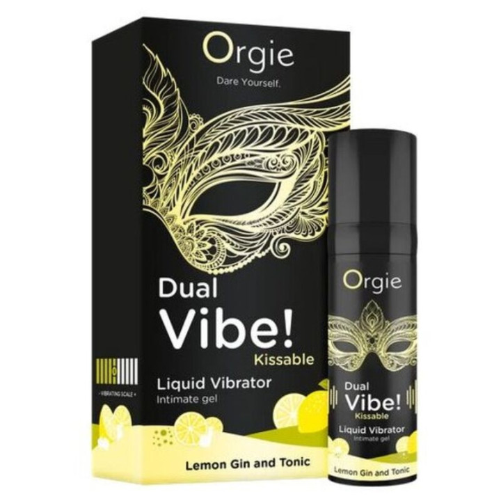 ORGIE - DUAL VIBE! VIBRADOR LÍQUIDO BEIJÁVEL COM SABOR DE LIMÃO. GIN TÔNICA 15 ML