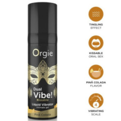 ORGIE - VIBE DUPLA! VIBRADOR LÍQUIDO BEIJÁVEL PIÑA COLADA 15 ML