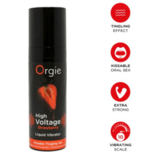ORGIE - VIBRADOR LÍQUIDO DE MORANGO DE ALTA VOLTAGEM. EXTRA FORTE E BEIJÁVEL. 15 ML