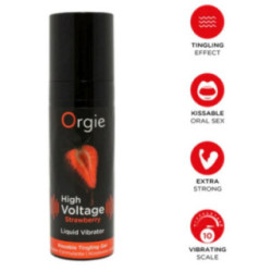 ORGIE - VIBRADOR LÍQUIDO DE MORANGO DE ALTA VOLTAGEM, EXTRA FORTE E BEIJÁVEL, 15 ML