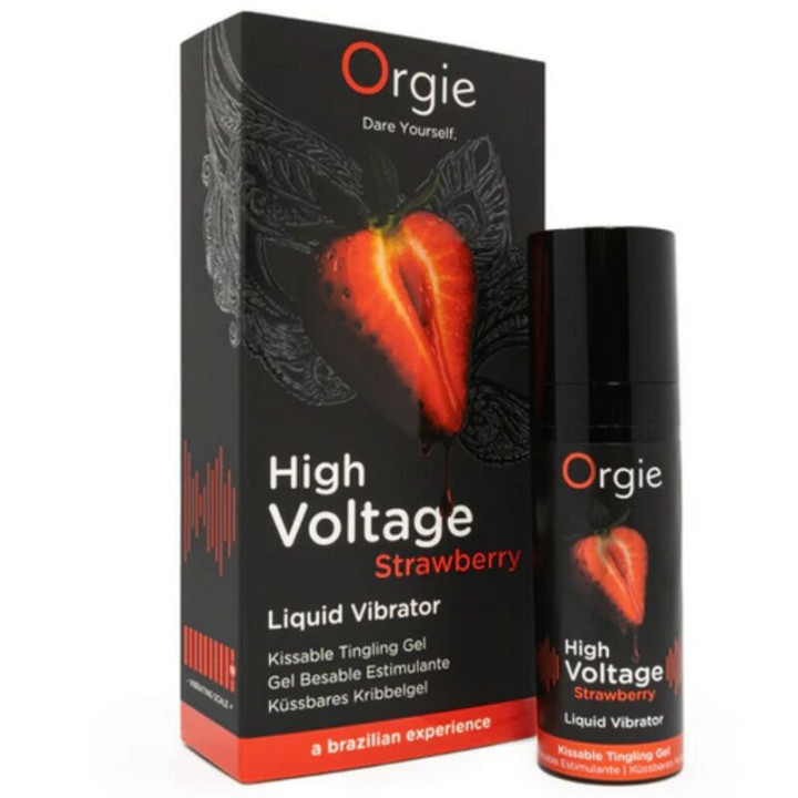 ORGIE - VIBRADOR LÍQUIDO DE MORANGO DE ALTA VOLTAGEM. EXTRA FORTE E BEIJÁVEL. 15 ML