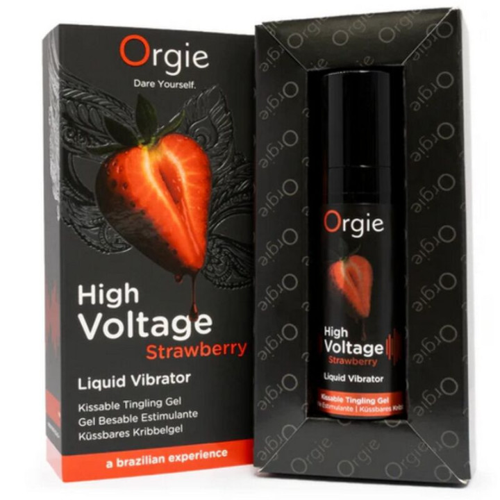 ORGIE - VIBRADOR LÍQUIDO DE MORANGO DE ALTA VOLTAGEM. EXTRA FORTE E BEIJÁVEL. 15 ML
