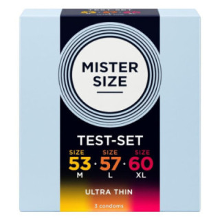MISTER SIZE - PACOTE DE AMOSTRA DE PRESERVATIVOS TAMANHO 53-57-60 MM (3 UNIDADES)